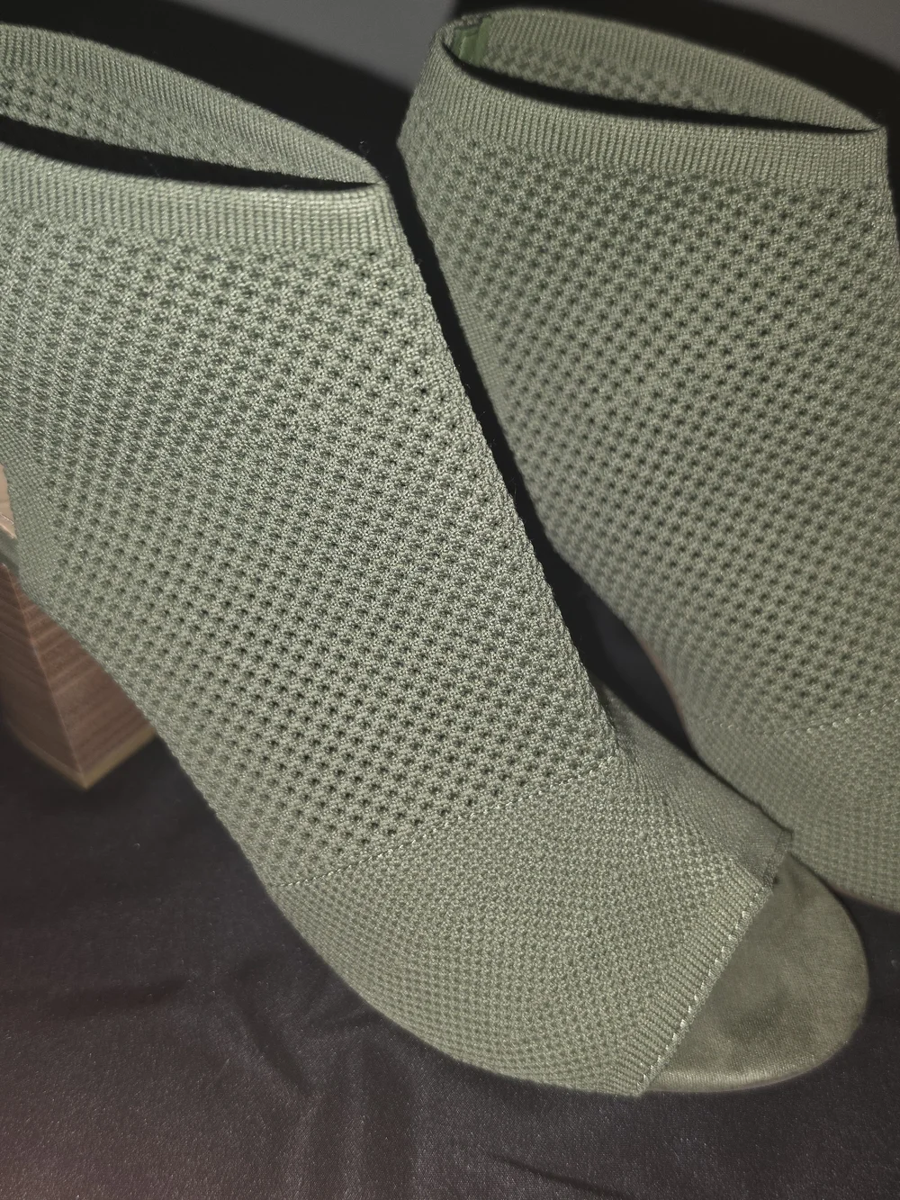 MIA Olive Green Woven Open-Toe Block Heel Booties